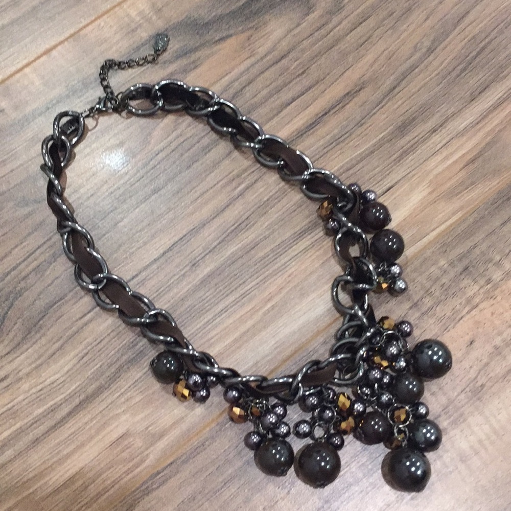 Brown and dark gray link necklace